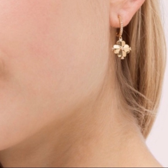 Kate Spade Legacy Logo Flower Huggies Earrings - Picture 3 of 4